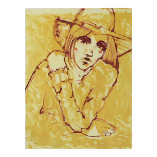 Donna Col Cappello Con La Mano Sulla Spalla Destra #1