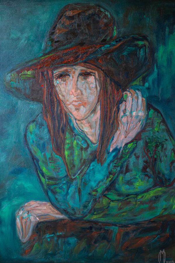 Donna Col Cappello E Mano Sulla Spalla - immagine 2