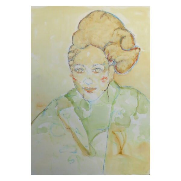 Volto Di Fanciulla Giallo e Verde Con Chignon
