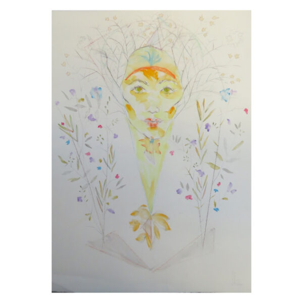 Volto Giallo Tra i Fiori