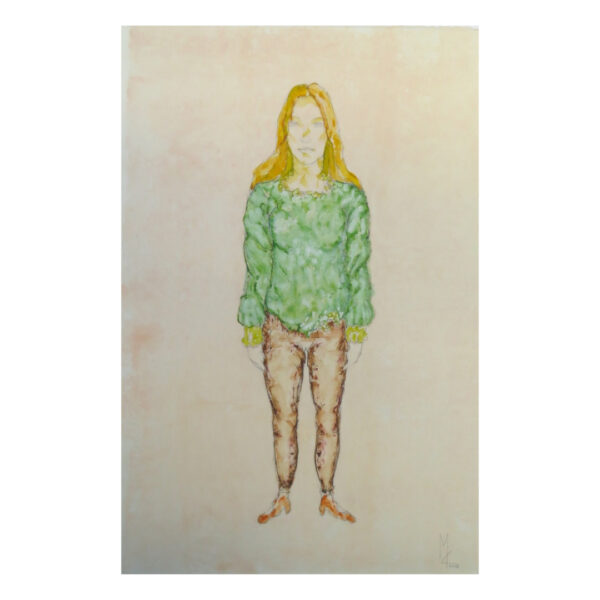 Ragazza Con Maglione Verde e Tacchi Arancio
