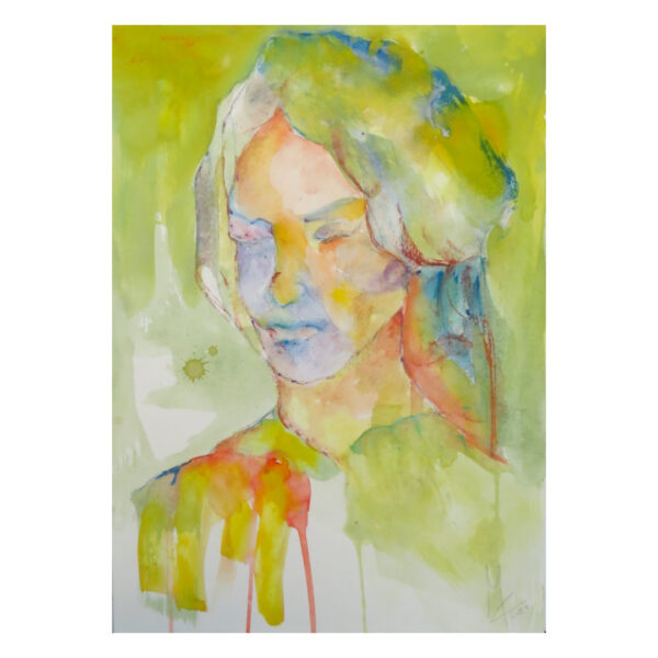 Volto Di Donna Su Pioggia Verde