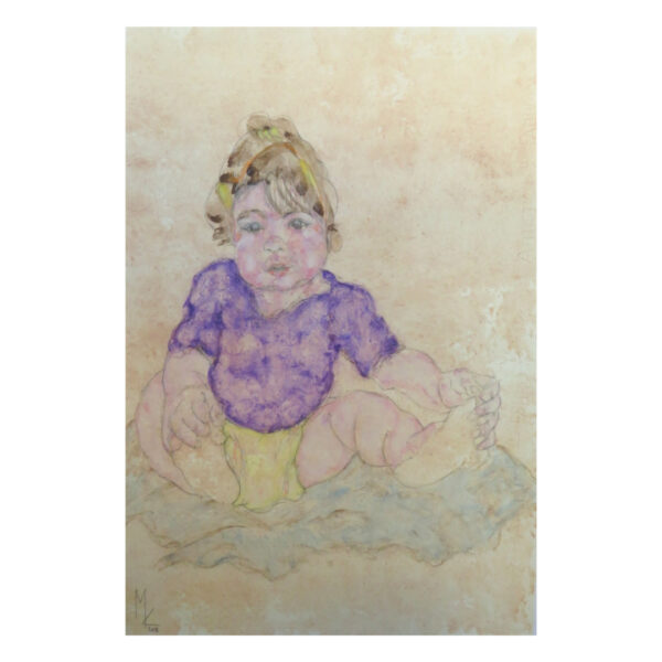 Bambina Seduta Giallo Viola