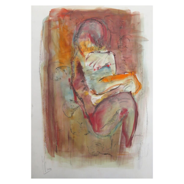 Uomo Seduto Di Profilo Rosso Arancio